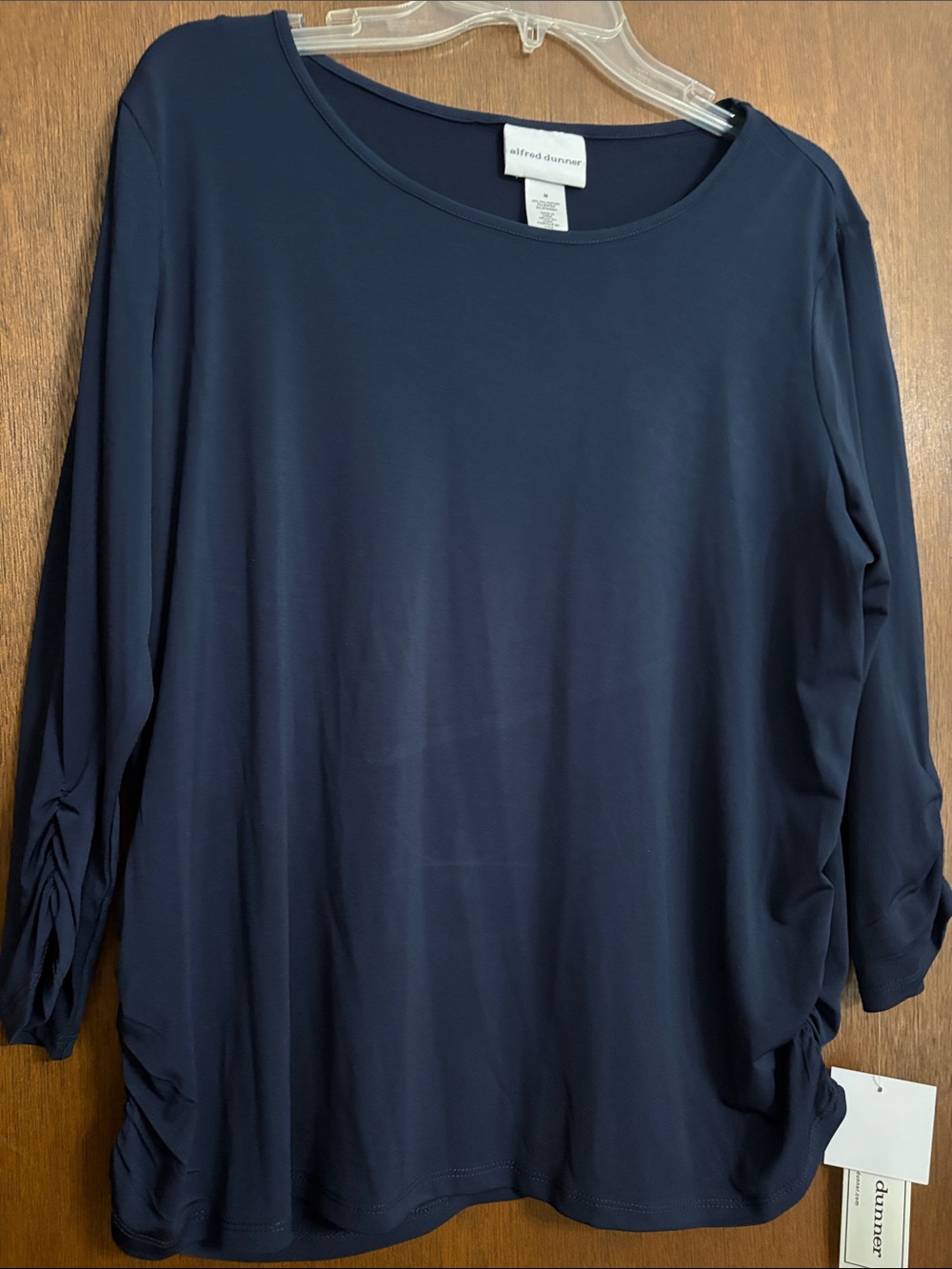 Alfred Dunner Navy Long-Sleeve Scoop Neck Top